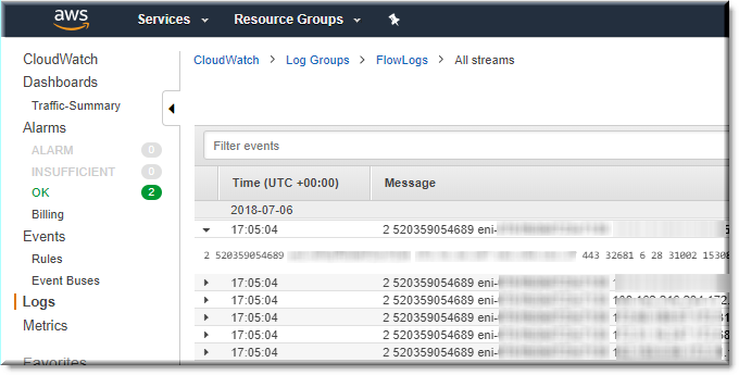 cloudwatch log view